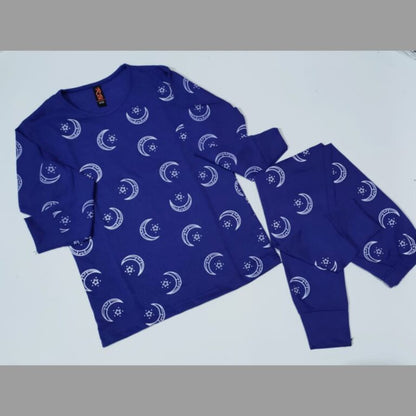 Baby or Baba Purple Moon and Star Print Full Sleeves Night Suit for Kids (1 Pcs) (RX-127)