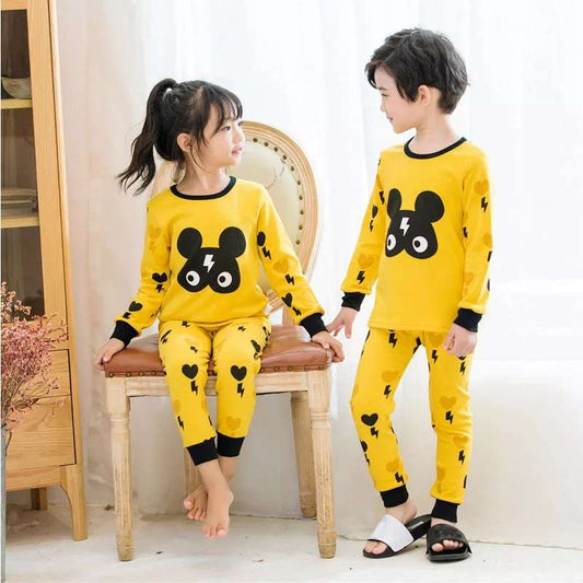 Yellow THUNDER Eyes print Night Suit for kids (01 Pcs) (01 Pcs) (RX-131)