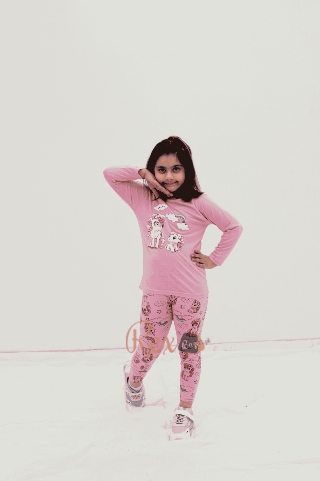 Pink Unicorn Rainbow Printed Kids Night Suit (RX-245)