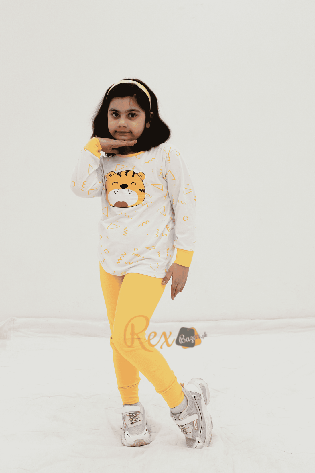 Off White Lion with yellow pajama Printed Kids Night Suit (RX-243)