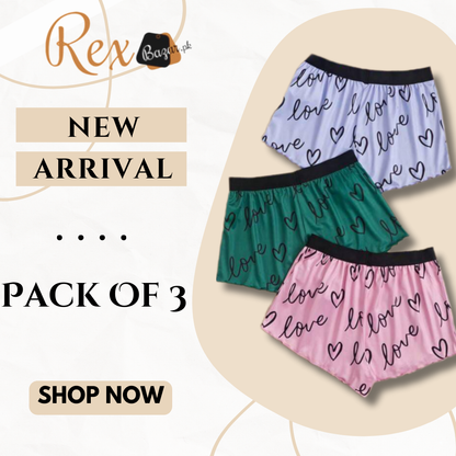 Pack of 3 Printed Shorts For Ladies (RX-197)