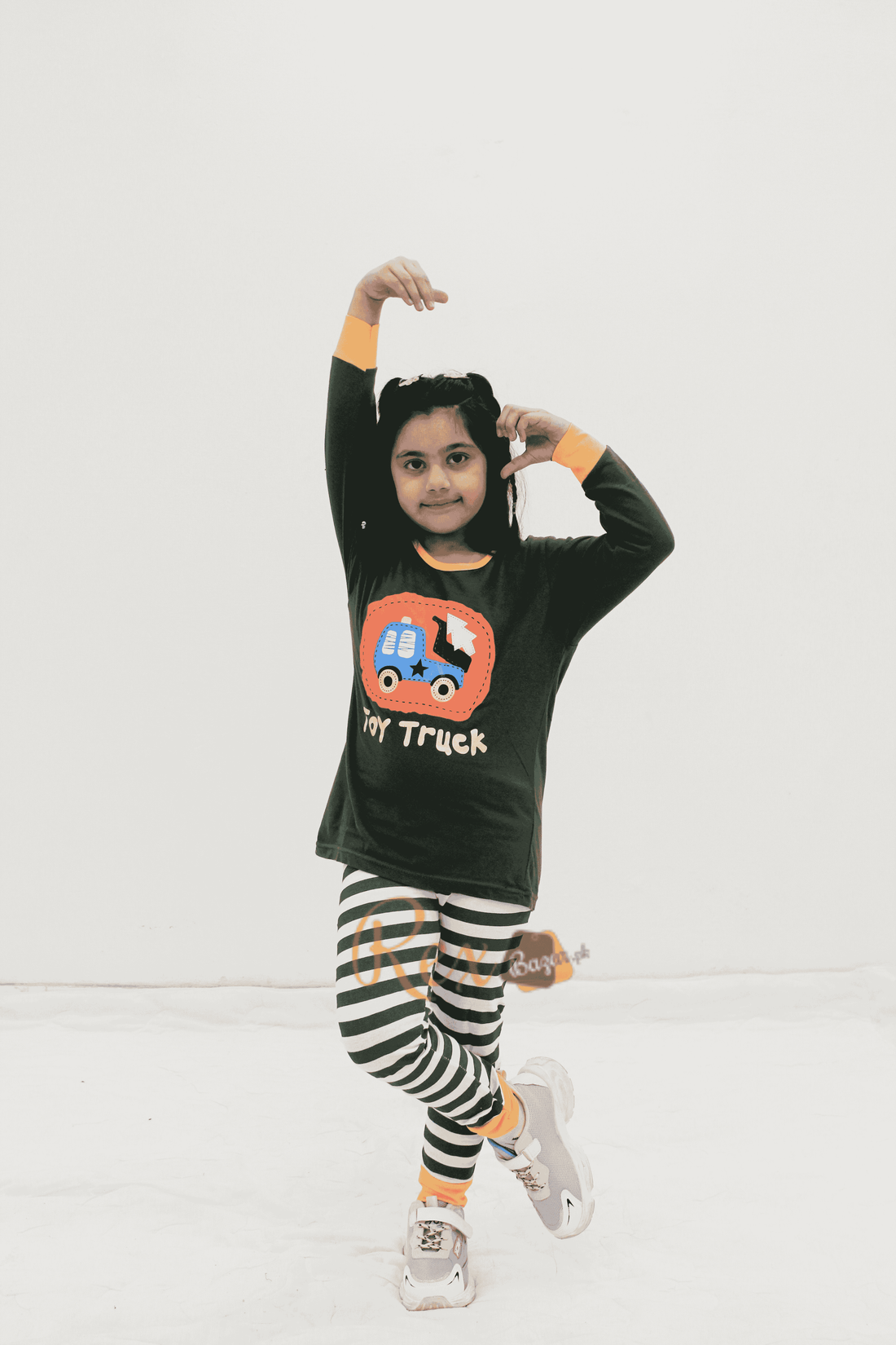 Dark Green Toy Truck Printed Kids Night Suit (RX-252)