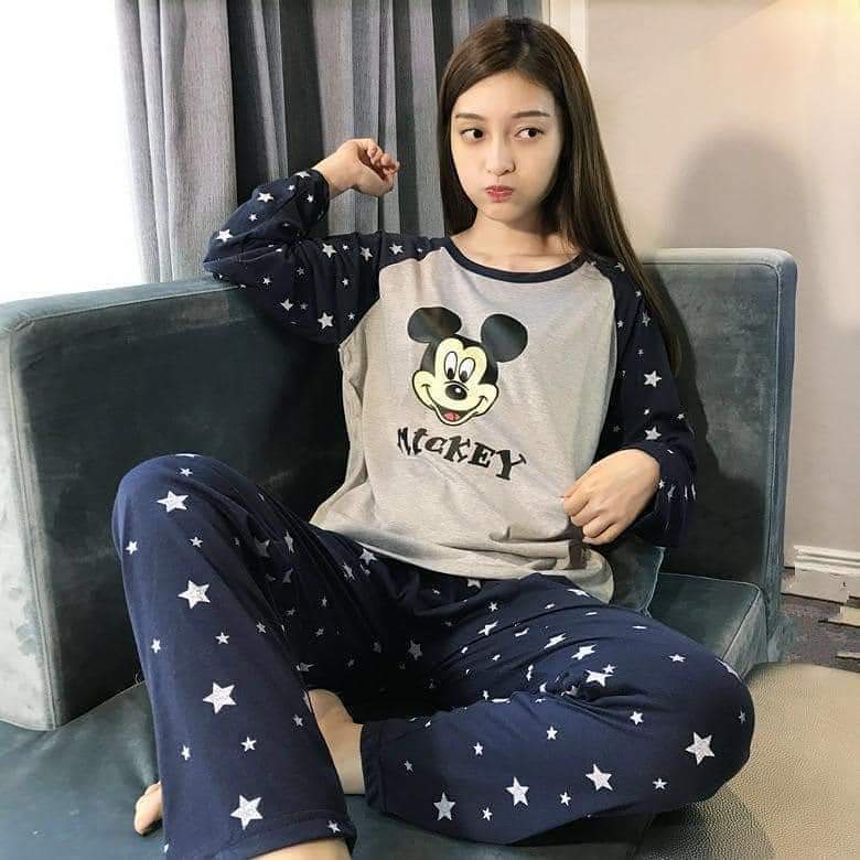 Blue And Grey Mickey Star Print Night Suit (RX-39)