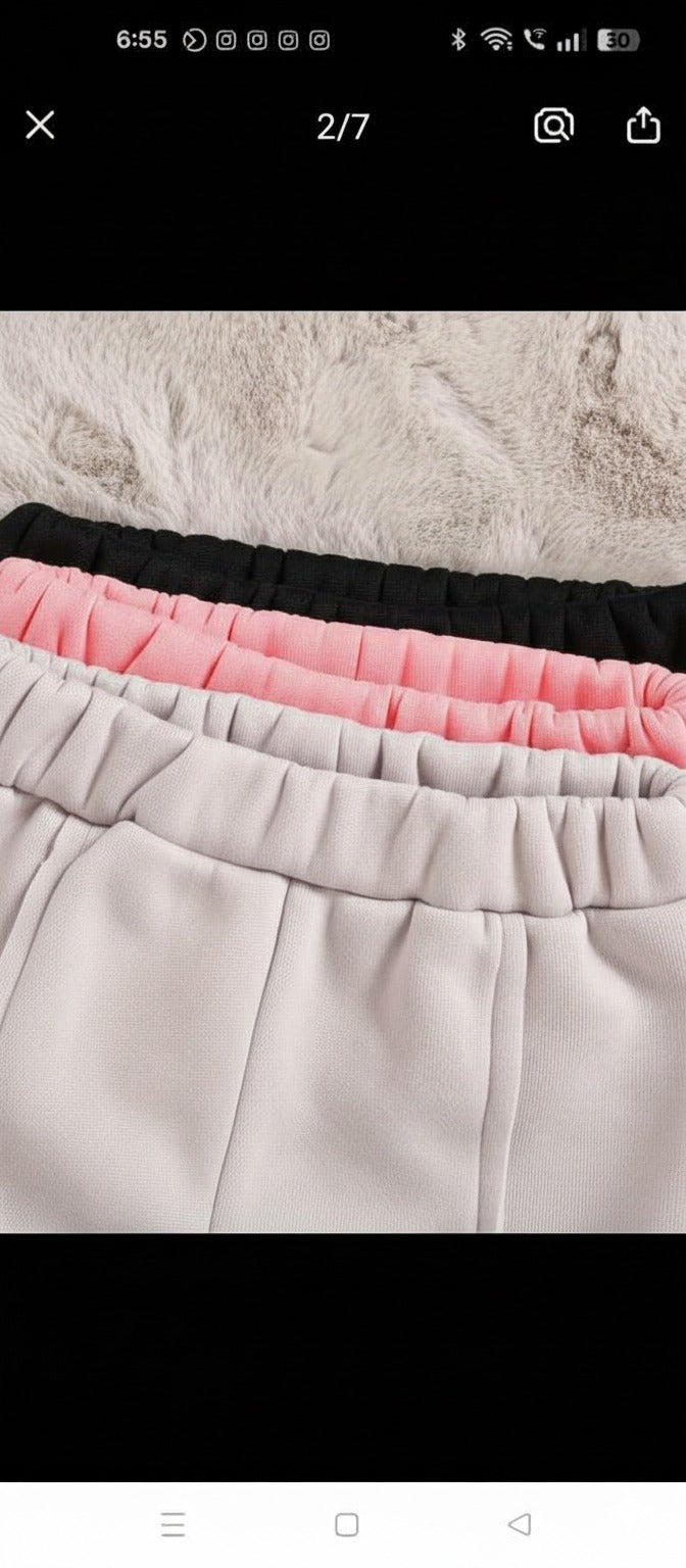 Pack of 3 plain kids Trouser Fleece (Black, Pink, Off White)