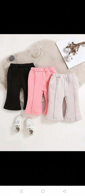 Pack of 3 plain kids Trouser Fleece (Black, Pink, Off White)