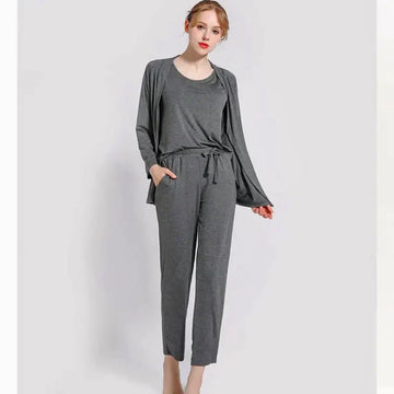Hezel Grey 3 Piece Night suit For Her (RX-374)
