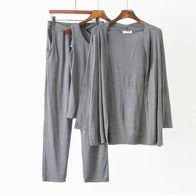 Hezel Grey 3 Piece Night suit For Her (RX-374)
