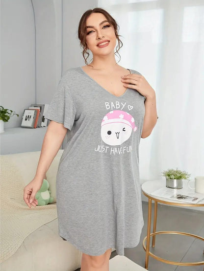 Grey Baby Kitty Print Long Shirt For Women (RX-211)