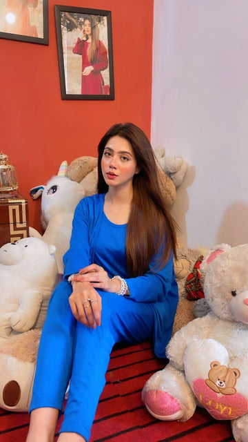 Royal Blue 3 Piece Night suit For Her (RX-376)