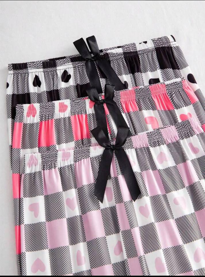 Pack of 3 Checkered Hearts Printed Plazo For Her (RX-431)