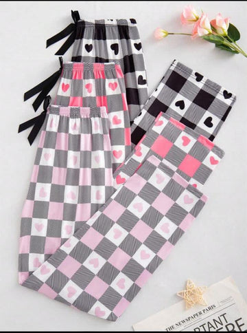 Pack of 3 Checkered Hearts Printed Plazo For Her (RX-431)