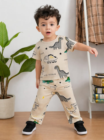 Off white All over Dino printed kids suit (RX-476)