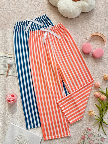 Pack of 2 Blue And Orange Lining Printed Plazzo for her (RX-478)