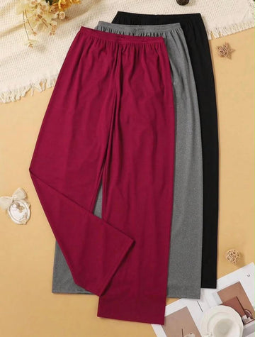 Pack of 3 Plain Plazzo Pajamas Plazo for her ( Maroon, Grey, Black) (RX-498)