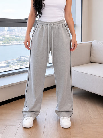 Hezel grey with Black pipen Terry Baggy Plazo for her (RX-518)