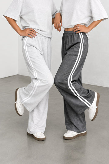 Pack of 2 white stripes hezel Grey And Charcoal Grey Terry baggy Plazo for her (RX-517)