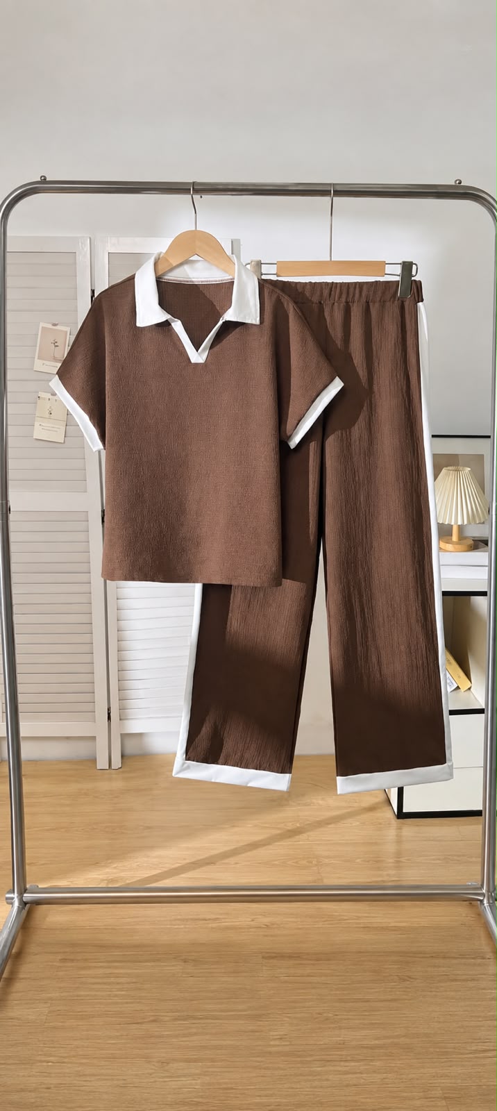 Brown With White Collar Co-Ord Set (RX-522)