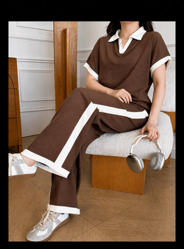 Brown With White Collar Co-Ord Set (RX-522)
