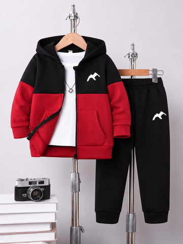 Black Red Panel Zipper Track Suit (RX-542)