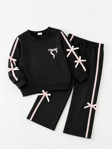 Black With Pink Bow Kids Track Suit (RX-544)
