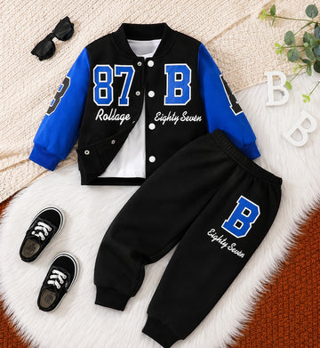 Black And Blue 87 Varsity Track Suit (RX-547)
