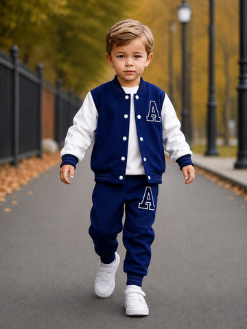 Navy Blue And White Varsity Track Suit (RX-550)