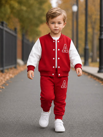 Red And White Varsity Track Suit (RX-551)