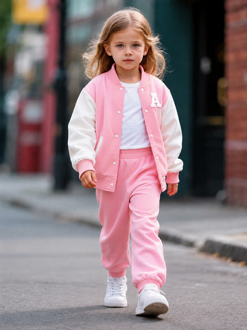 Pink And White Varsity Track Suit (RX-553)