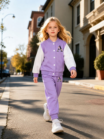 Purple And White Varsity Track Suit (RX-554)