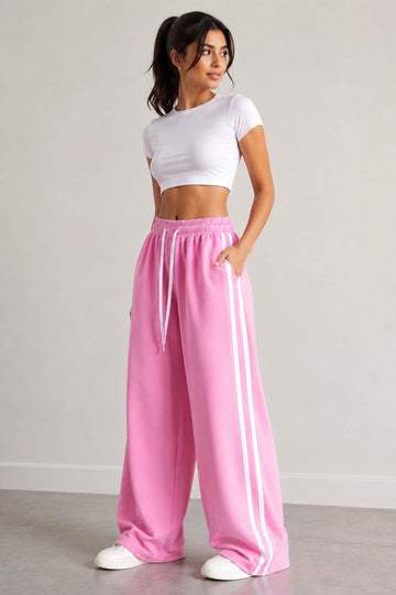 Pink White Stripes Terry Baggy Trousers for her (RX-558)