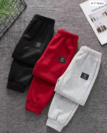 Kids Smart Fit Joggers - Pack of 3 (Black,Grey & Maroon) (RX-629)