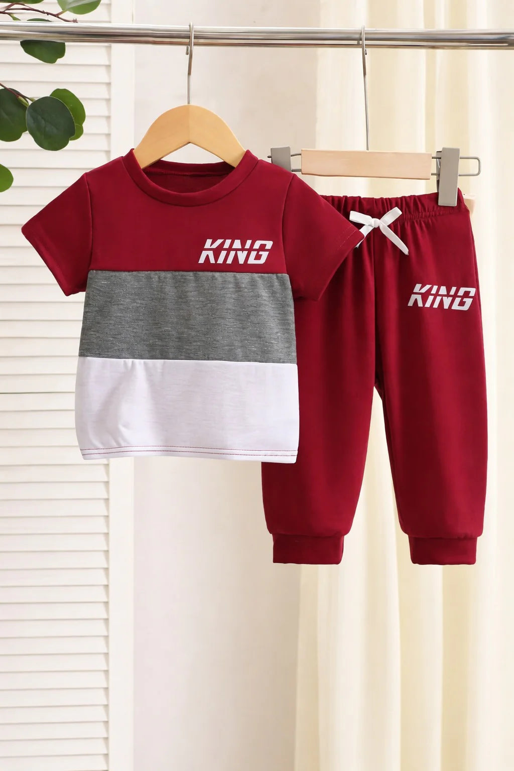 Maroon grey white Multi King Printed kids suit (RX-438)