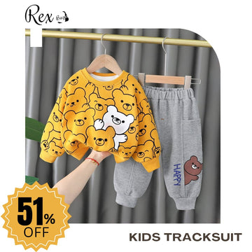 Yellow Bears Print Sweatshirt With Trouser For Kids (RX-229)