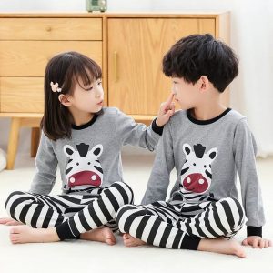 Baby or Baba Grey and Black Zebra Print Night Suit for Kids (1 Pcs) (RX-114)