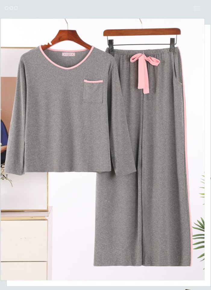 Plain Grey With Pink Pocket T-shirt With Plazzo Pajama Suit (RX-106)