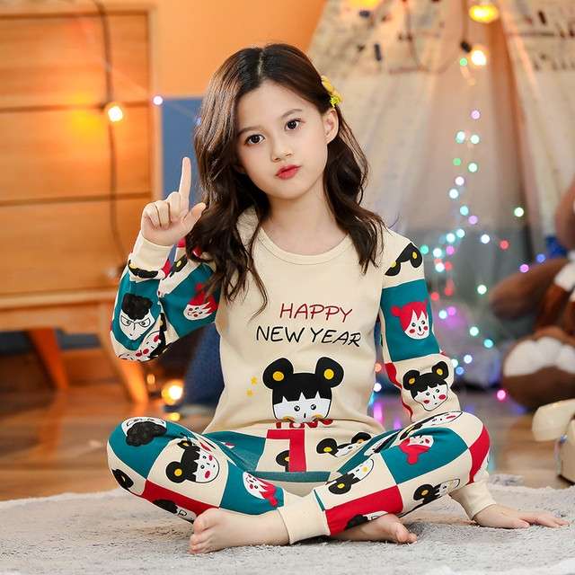 Multicolor Happy New Year Printed Kids Night Suit (01 Pcs) (RX-135)