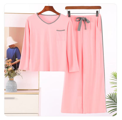 Plain Pink With Grey Pocket T-shirt With Plazzo Pajama Suit  (RX-105)
