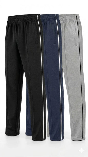 Pack of 3 Front Stitch Terry Trousers ( Black,Navy blue, Grey) (RX-506)